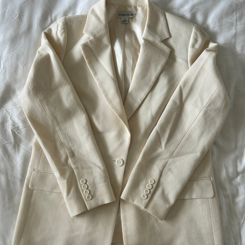 Vintage Pendleton 100% Virgin Wool Blazer - Winter White